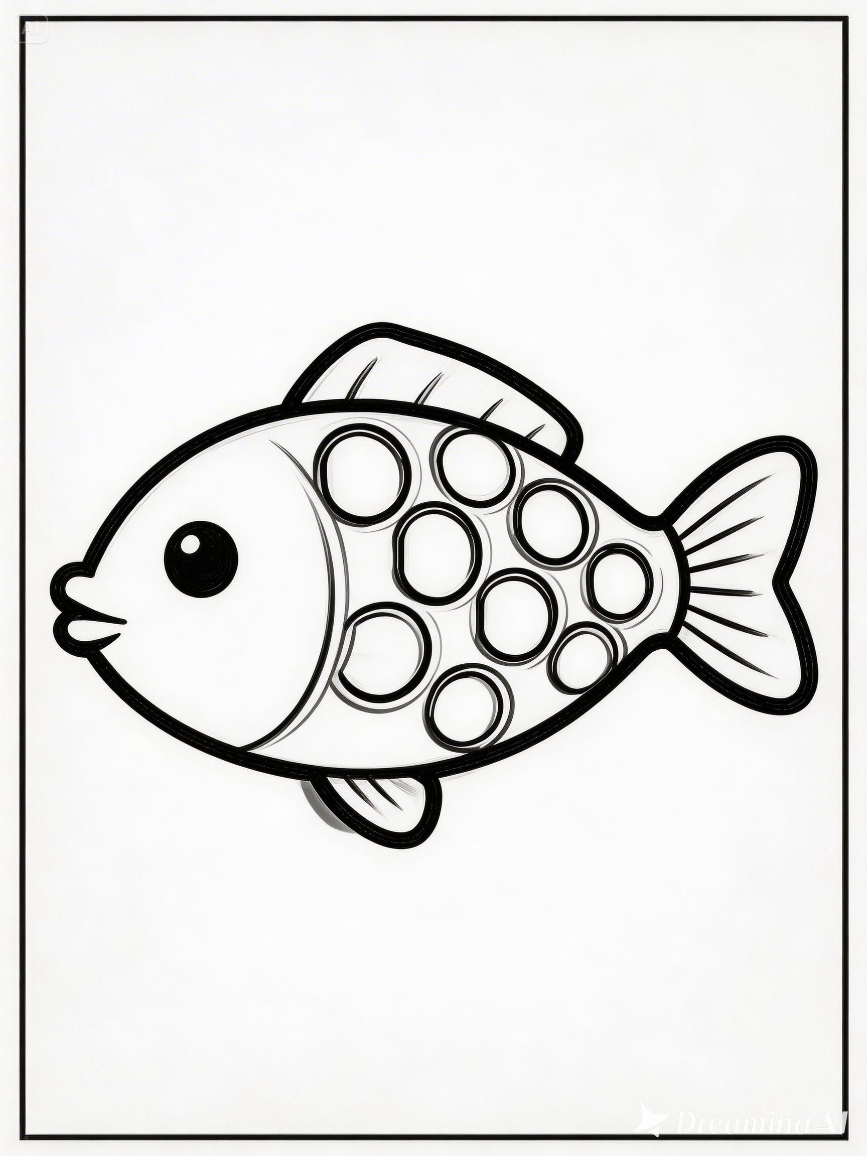 Peixe fofo com bolinhas para colorir em estilo dot art